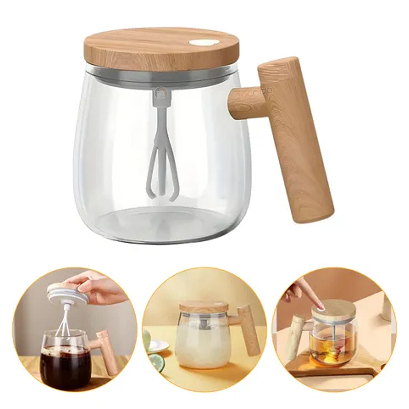 Taza Batidora Eléctrica De Vidrio Mug